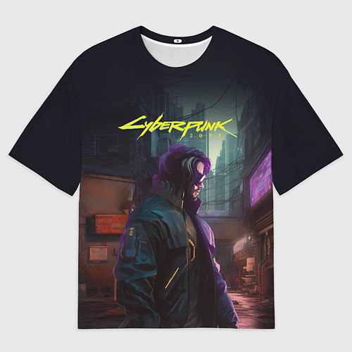 Мужская футболка оверсайз Cyberpunk 2077 - Keanu Reeves / 3D-принт – фото 1