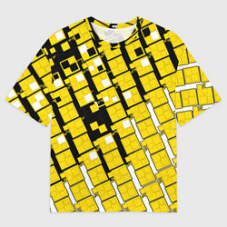 Мужская футболка оверсайз Киберпанк квадраты жёлтые