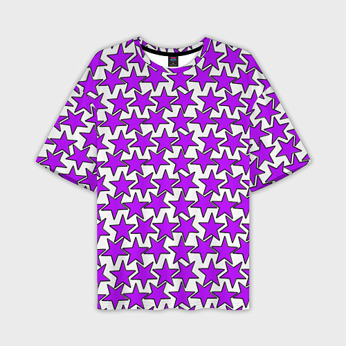 Мужская футболка оверсайз Ретро звёзды фиолетовые / 3D-принт – фото 1