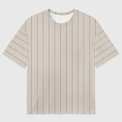 Футболка оверсайз мужская Вертикальные полосы бежевый, цвет: 3D-принт