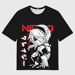 Мужская футболка оверсайз Nier automata - черный и красный