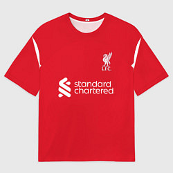 Футболка оверсайз мужская ФК Ливерпуль форма 2324 домашняя, цвет: 3D-принт