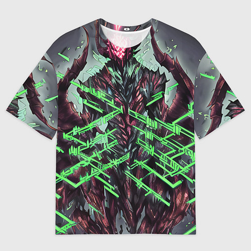 Мужская футболка оверсайз Зелёный элементаль киберпанк / 3D-принт – фото 1