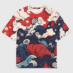 Мужская футболка оверсайз Узоры в Японском стиле
