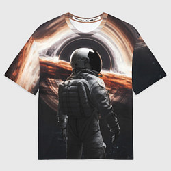 Мужская футболка оверсайз Черная дыра - космонавт