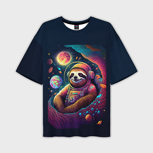 Мужская футболка оверсайз Космический ленивец космический / 3D-принт – фото 1