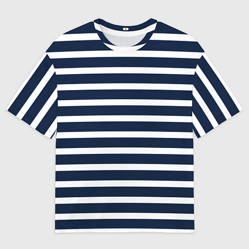 Мужская футболка оверсайз Широкие тёмно-синие полосы / 3D-принт – фото 1
