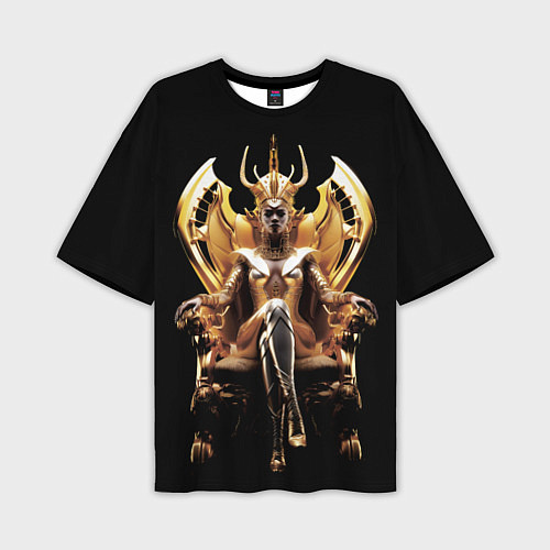 Мужская футболка оверсайз Египтянка на золотом троне / 3D-принт – фото 1