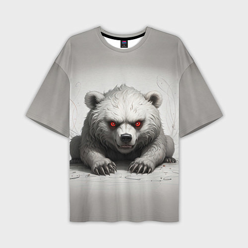 Мужская футболка оверсайз Агрессивный медвежонок / 3D-принт – фото 1