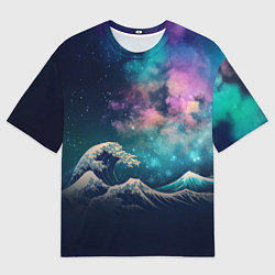 Футболка оверсайз мужская Космическая Большая волна в Канагаве, цвет: 3D-принт