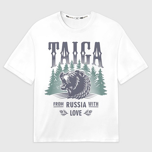 Мужская футболка оверсайз Тайга - из России с любовью / 3D-принт – фото 1