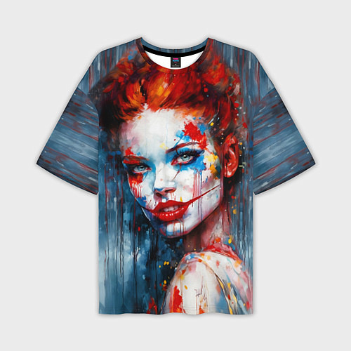 Мужская футболка оверсайз Clown girl / 3D-принт – фото 1