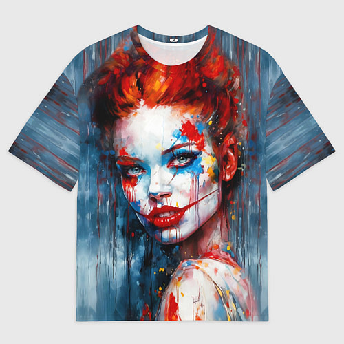 Мужская футболка оверсайз Clown girl / 3D-принт – фото 1