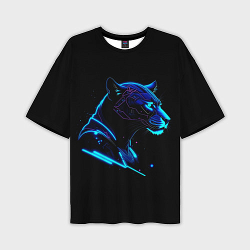 Мужская футболка оверсайз Пантера киберпан / 3D-принт – фото 1