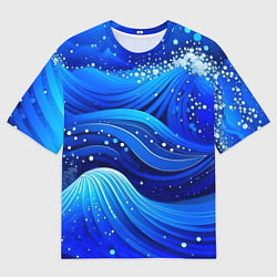 Мужская футболка оверсайз Волны - текстура от нейросети