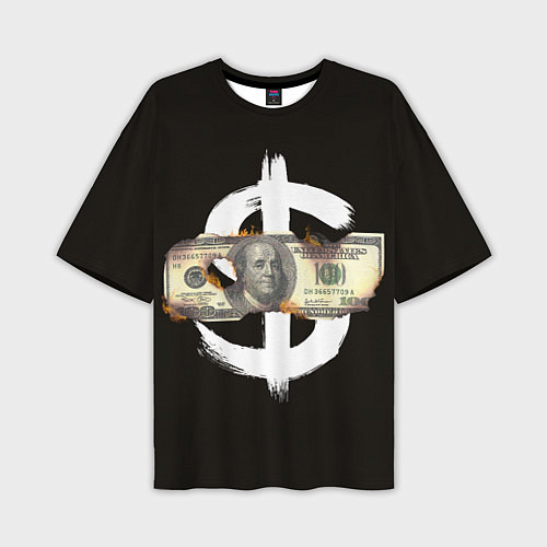 Мужская футболка оверсайз Доллар в огне / 3D-принт – фото 1