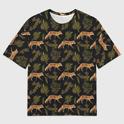 Футболка оверсайз мужская Лиса и хвоя, цвет: 3D-принт