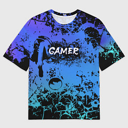 Мужская футболка оверсайз Gamer геймер абстрактный фон