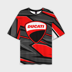 Мужская футболка оверсайз Ducati - red stripes