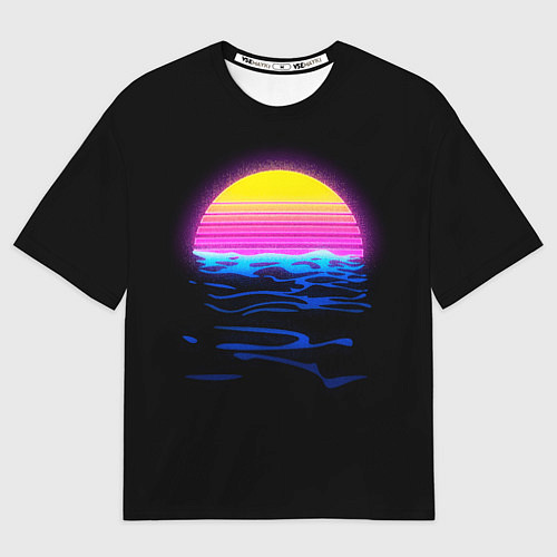 Мужская футболка оверсайз Неоновый закат - гранж / 3D-принт – фото 1