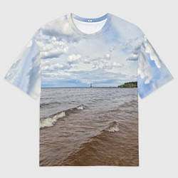 Футболка оверсайз мужская Волны на Ладожском озере, цвет: 3D-принт