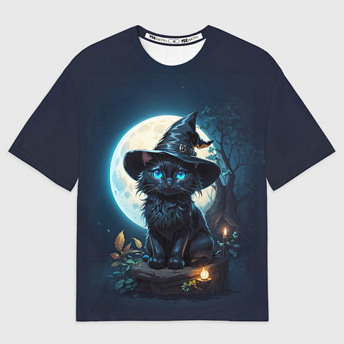 Мужская футболка оверсайз Кот ведьмы - Хэллоуин / 3D-принт – фото 1