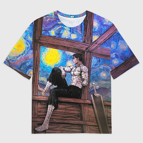 Мужская футболка оверсайз Берсерк и небо Ван Гога / 3D-принт – фото 1