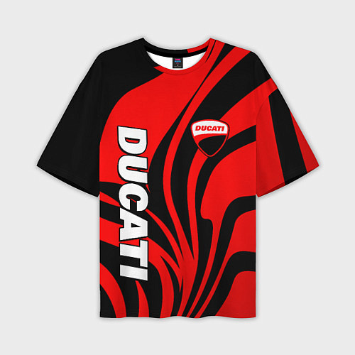Мужская футболка оверсайз Ducati - red stripes / 3D-принт – фото 1