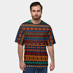 Футболка оверсайз мужская Этнические узоры полосы, цвет: 3D-принт — фото 2