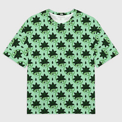 Мужская футболка оверсайз Да мы можем текст и листья