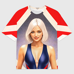 Мужская футболка оверсайз Девушка блондинка в спортивном костюме