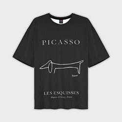 Мужская футболка оверсайз Собака на черном - Пабло Пикассо
