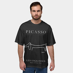 Футболка оверсайз мужская Собака на черном - Пабло Пикассо, цвет: 3D-принт — фото 2