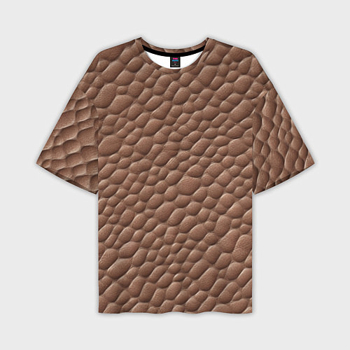 Мужская футболка оверсайз Коричневая кожа крокодила / 3D-принт – фото 1