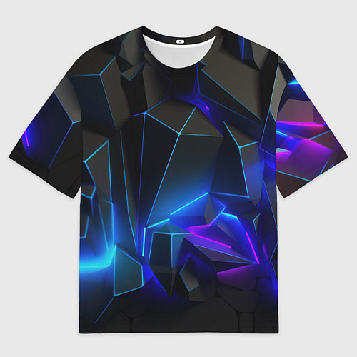 Мужская футболка оверсайз Неоновые частицы / 3D-принт – фото 1