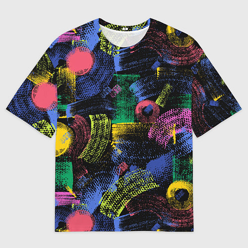 Мужская футболка оверсайз Яркие абстрактые формы с текстурой / 3D-принт – фото 1