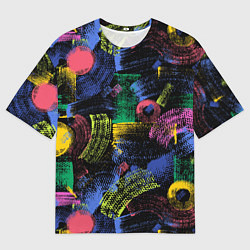 Футболка оверсайз мужская Яркие абстрактые формы с текстурой, цвет: 3D-принт