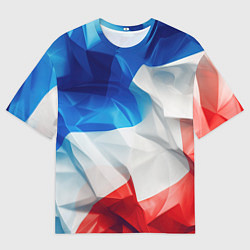 Мужская футболка оверсайз Абстракция в цветах флага РФ