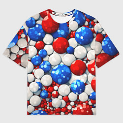 Мужская футболка оверсайз Шарики в цветах флага РФ
