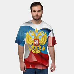 Футболка оверсайз мужская Герб России триколор, цвет: 3D-принт — фото 2