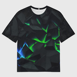 Мужская футболка оверсайз Зеленые и синие плиты