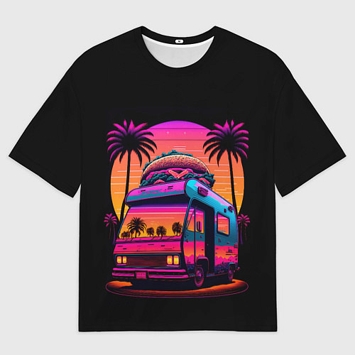 Мужская футболка оверсайз Синтвейв Бургер Ван / 3D-принт – фото 1