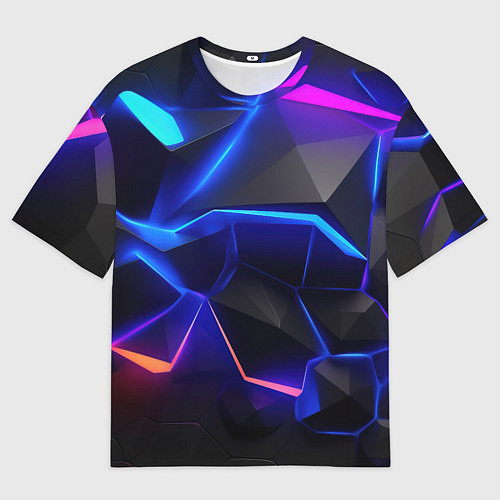 Мужская футболка оверсайз Большие неоновые плиты / 3D-принт – фото 1