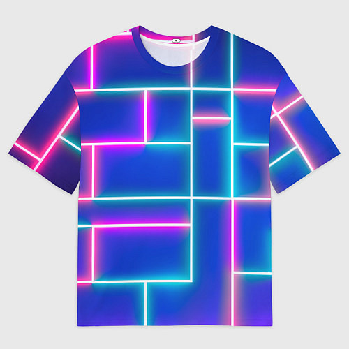 Мужская футболка оверсайз Неон линии / 3D-принт – фото 1