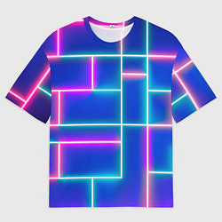 Футболка оверсайз мужская Неон линии, цвет: 3D-принт