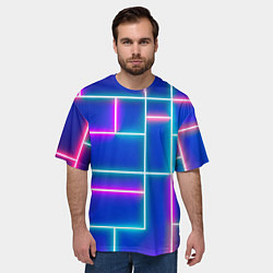 Футболка оверсайз мужская Неон линии, цвет: 3D-принт — фото 2