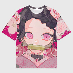 Футболка оверсайз мужская Клинок рассекающий демонов милая Нэдзуко Камадо, цвет: 3D-принт