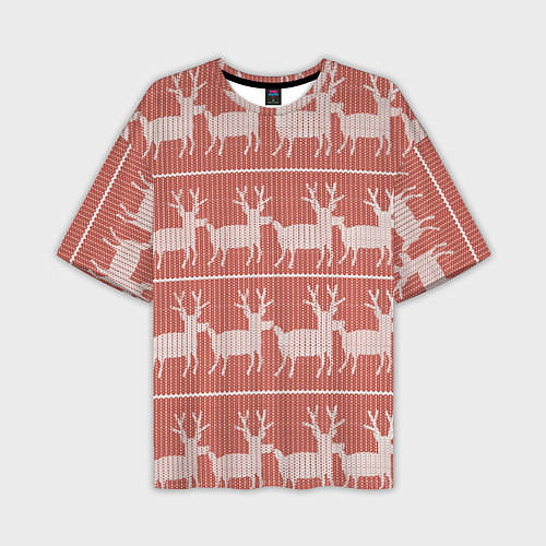 Мужская футболка оверсайз Классический рождественнский принт с оленем / 3D-принт – фото 1