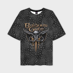 Мужская футболка оверсайз Baldurs Gate 3 logo dark black