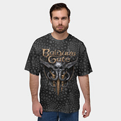 Футболка оверсайз мужская Baldurs Gate 3 logo dark black, цвет: 3D-принт — фото 2